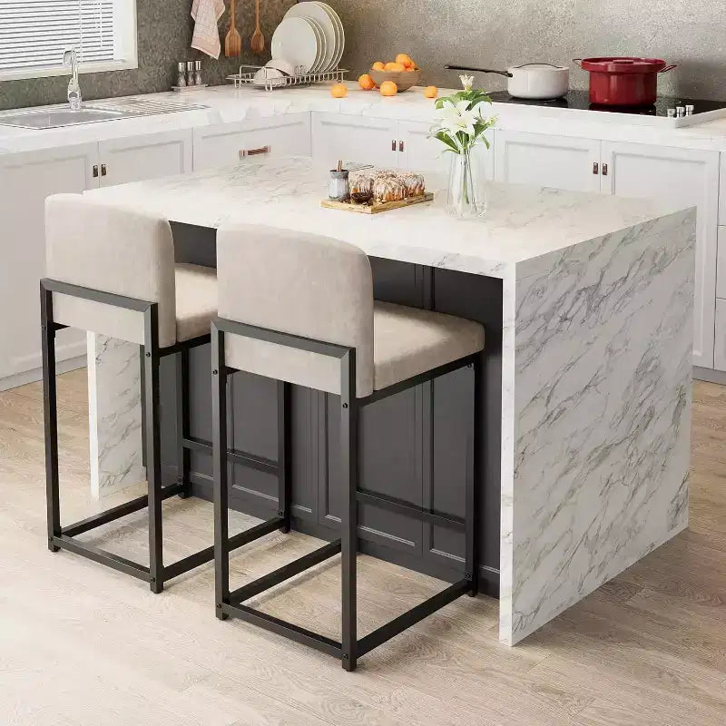 Sgabelli da bar in pelle PU alti 63 cm con schienale, sedie moderne imbottite con gambe in metallo per isola cucina, bar, bancone