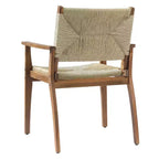 Lot de 2 chaises de salle à manger d'extérieur en bois d'acacia avec assise en osier tressé, finition teck, chaises de jardin avec accoudoirs pour patio-Panipeachy