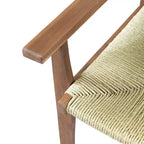 Lot de 2 chaises de salle à manger d'extérieur en bois d'acacia avec assise en osier tressé, finition teck, chaises de jardin avec accoudoirs pour patio-Panipeachy