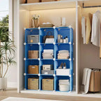 Organizzatore portaoggetti a 12 cubi, scaffali impilabili in PVC fai da te, guardaroba e libreria versatili per camera da letto/soggiorno/ufficio