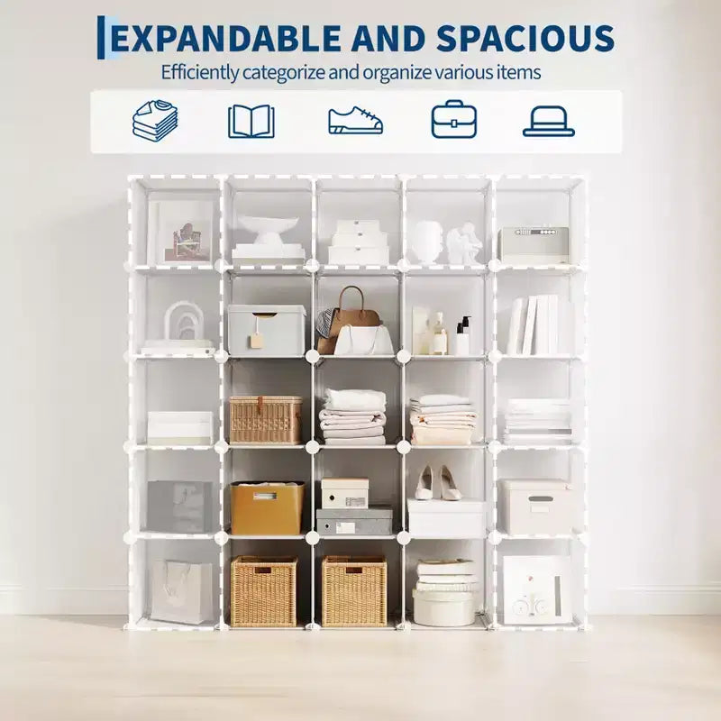 Organizzatore portaoggetti a 12 cubi, scaffali impilabili in PVC fai da te, guardaroba e libreria versatili per camera da letto/soggiorno/ufficio