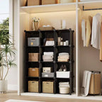 Organizzatore portaoggetti a 12 cubi, scaffali impilabili in PVC fai da te, guardaroba e libreria versatili per camera da letto/soggiorno/ufficio