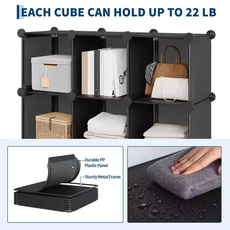 Organizzatore portaoggetti a 12 cubi, scaffali impilabili in PVC fai da te, guardaroba e libreria versatili per camera da letto/soggiorno/ufficio