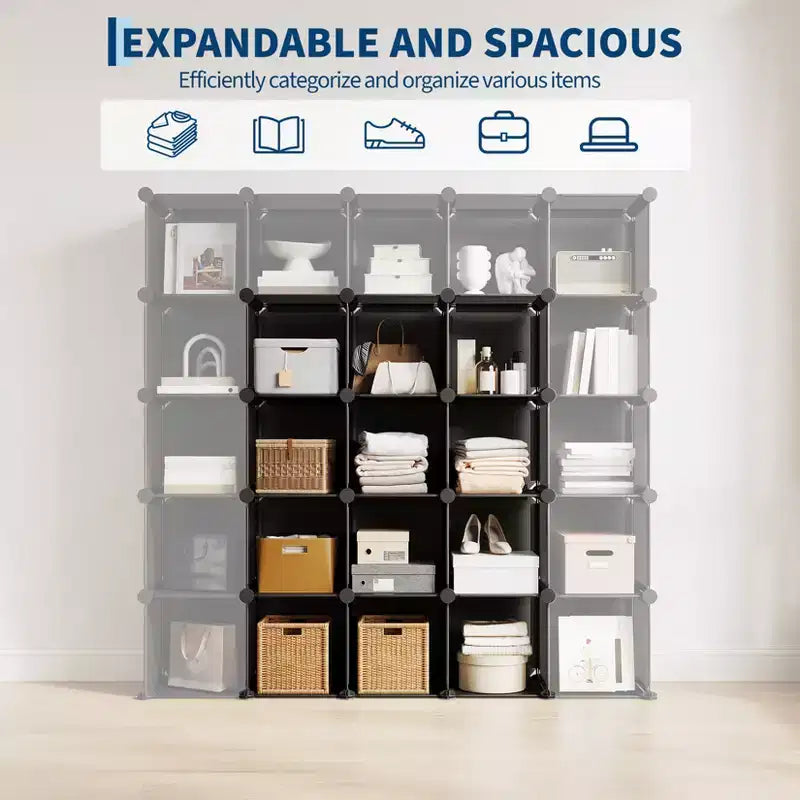 Organizzatore portaoggetti a 12 cubi, scaffali impilabili in PVC fai da te, guardaroba e libreria versatili per camera da letto/soggiorno/ufficio