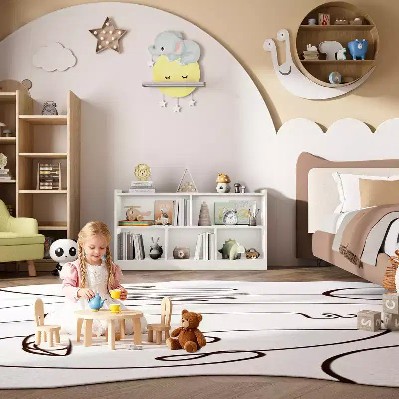 Armadietto per bambini in legno con 5 scomparti, libreria Montessori e organizer per giocattoli per asilo nido, sala giochi, aula e cameretta