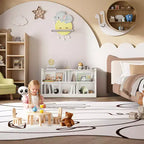 Armadietto per bambini in legno con 5 scomparti, libreria Montessori e organizer per giocattoli per asilo nido, sala giochi, aula e cameretta