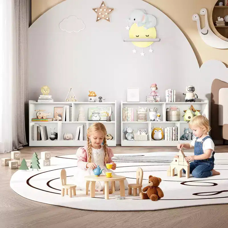 Armadietto per bambini in legno con 5 scomparti, libreria Montessori e organizer per giocattoli per asilo nido, sala giochi, aula e cameretta