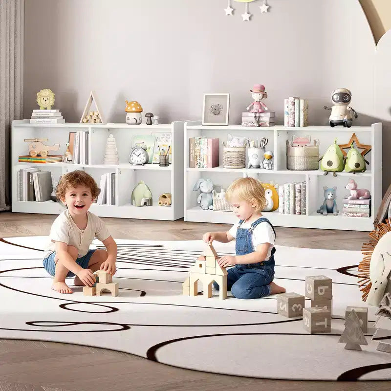 Armadietto per bambini in legno con 5 scomparti, libreria Montessori e organizer per giocattoli per asilo nido, sala giochi, aula e cameretta