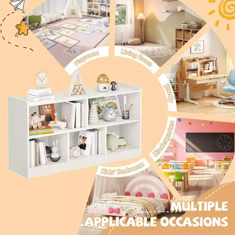 Armadietto per bambini in legno con 5 scomparti, libreria Montessori e organizer per giocattoli per asilo nido, sala giochi, aula e cameretta