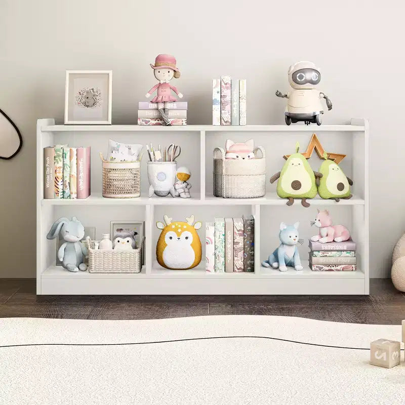 Armadietto per bambini in legno con 5 scomparti, libreria Montessori e organizer per giocattoli per asilo nido, sala giochi, aula e cameretta