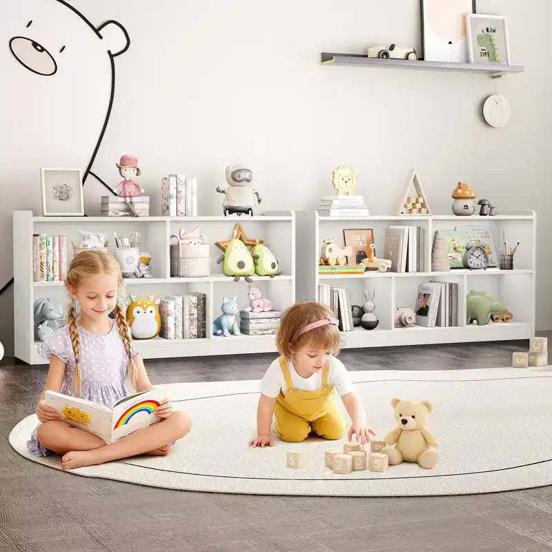 Armadietto per bambini in legno con 5 scomparti, libreria Montessori e organizer per giocattoli per asilo nido, sala giochi, aula e cameretta