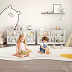 Armadietto per bambini in legno con 5 scomparti, libreria Montessori e organizer per giocattoli per asilo nido, sala giochi, aula e cameretta