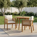 Christopher Knight Home Noura, Sedie da pranzo da esterno in legno di acacia stile rustico con cuscino e design in rattan (set da 2)