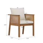 Christopher Knight Home Noura, Sedie da pranzo da esterno in legno di acacia stile rustico con cuscino e design in rattan (set da 2)