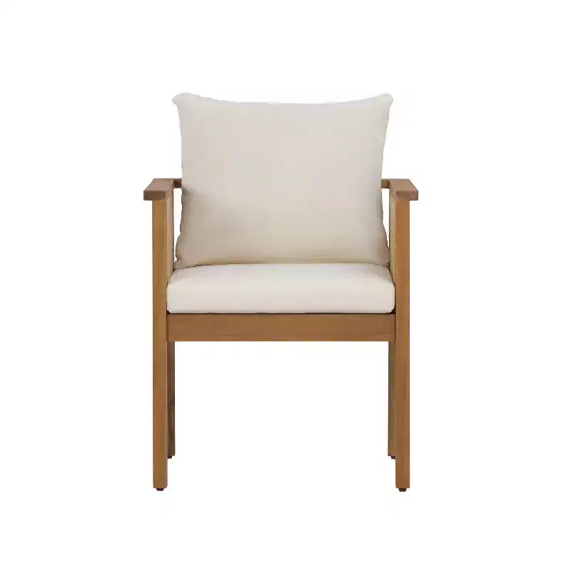 Christopher Knight Home Noura, Sedie da pranzo da esterno in legno di acacia stile rustico con cuscino e design in rattan (set da 2)