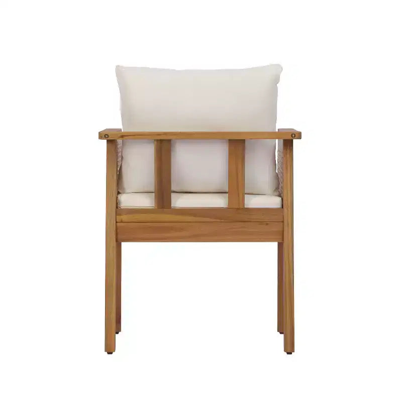 Christopher Knight Home Noura, Sedie da pranzo da esterno in legno di acacia stile rustico con cuscino e design in rattan (set da 2)