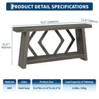 Tavolo Console Interamente in Legno da 180 cm - Tavolo Stretto a 2 Ripiani per Ingresso e Corridoio - Tavolo da Divano Rustico Marrone Stile Fattoria con Gambe Trapezoidali