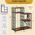 Supporto per Mini Frigo Regolabile a 6 Ripiani con 3 Prese di Corrente - Scaffale da Cucina e Organizer per Angolo Caffè Resistente - Capacità 163 kg - Per Dormitorio e Appartamento