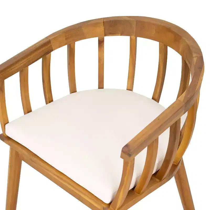 Set di 2 sedie da pranzo per esterni con braccioli e cuscini, in legno di acacia, per patio, cortile