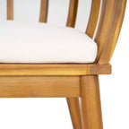 Set di 2 sedie da pranzo per esterni con braccioli e cuscini, in legno di acacia, per patio, cortile