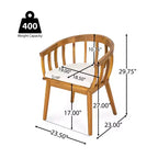Set di 2 sedie da pranzo per esterni con braccioli e cuscini, in legno di acacia, per patio, cortile