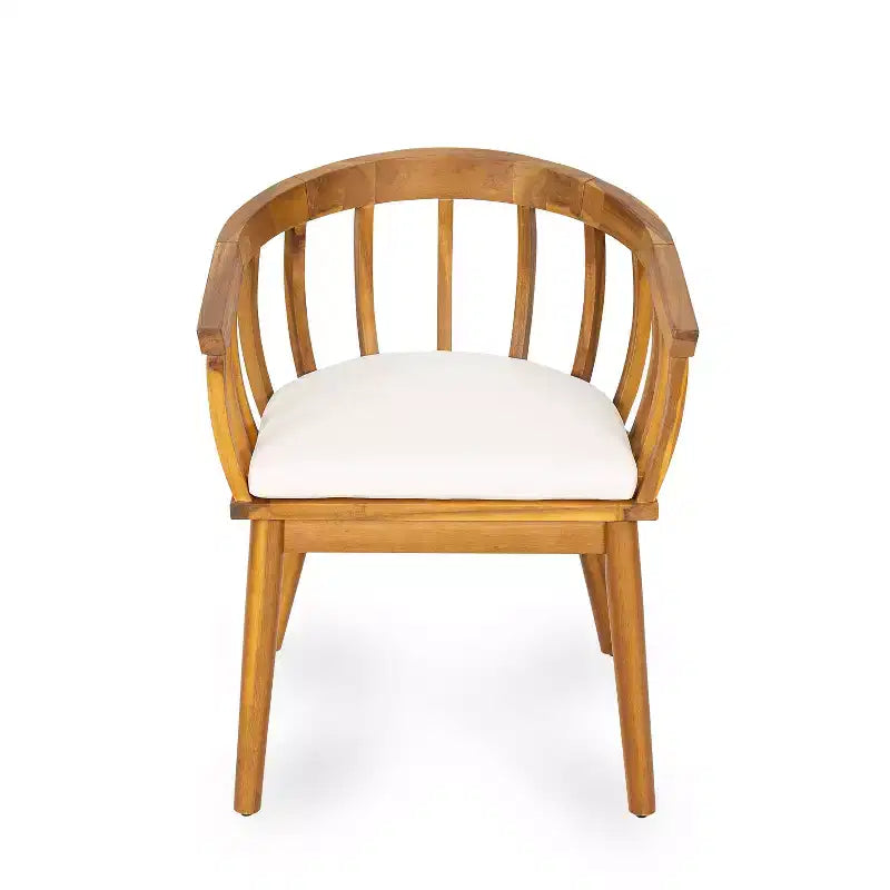 Set di 2 sedie da pranzo per esterni con braccioli e cuscini, in legno di acacia, per patio, cortile