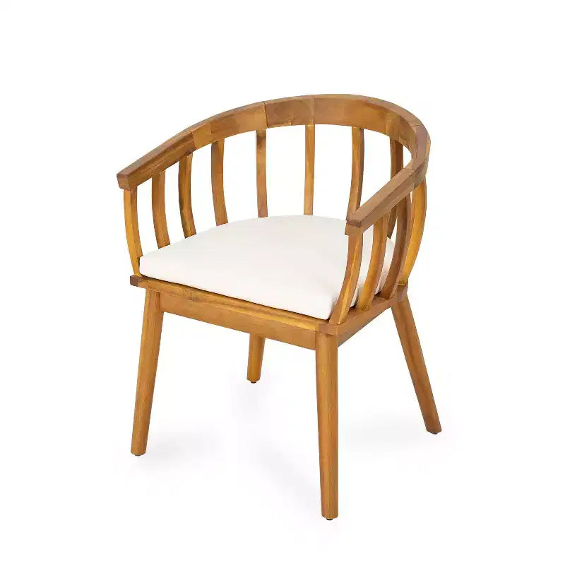 Set di 2 sedie da pranzo per esterni con braccioli e cuscini, in legno di acacia, per patio, cortile