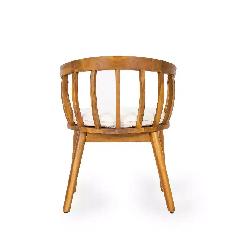 Set di 2 sedie da pranzo per esterni con braccioli e cuscini, in legno di acacia, per patio, cortile
