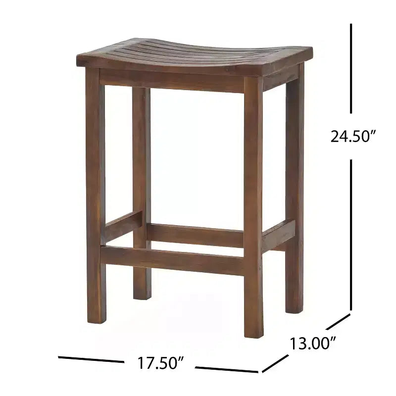 Set di 2 sgabelli da bar ad altezza bancone in legno di acacia, marrone mogano, per cucina o patio esterno