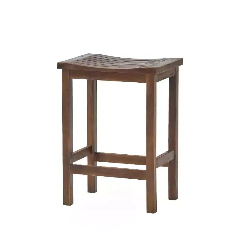 Set di 2 sgabelli da bar ad altezza bancone in legno di acacia, marrone mogano, per cucina o patio esterno