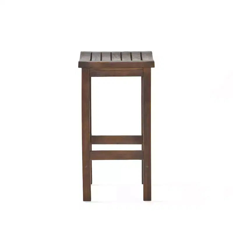 Set di 2 sgabelli da bar ad altezza bancone in legno di acacia, marrone mogano, per cucina o patio esterno
