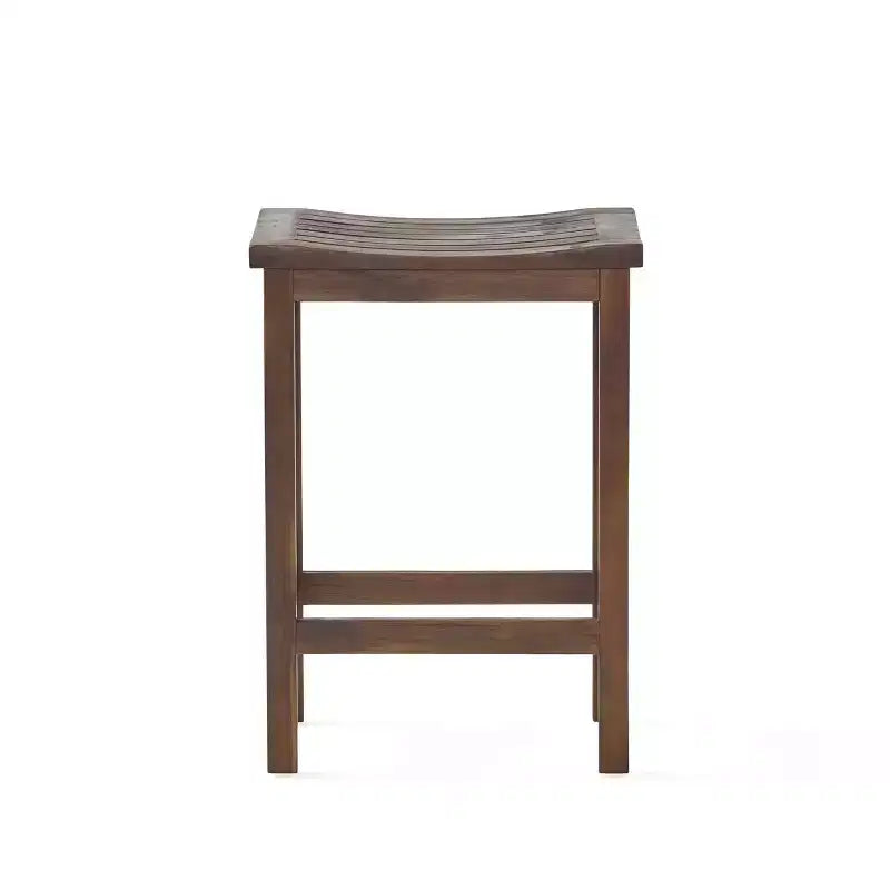 Set di 2 sgabelli da bar ad altezza bancone in legno di acacia, marrone mogano, per cucina o patio esterno