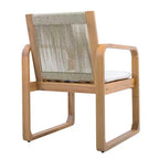 ModernLuxe Set di 2 sedie da pranzo per esterni, poltrone con struttura in legno di acacia, sedia da giardino con schienale in corda e cuscini beige idrorepellenti, Teak chiaro