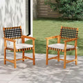 Costway Solid Acacia Wood Patio Chair Set of 2/4 with Padded Seat Cushion Washable Covers