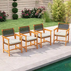Costway Set 2/4 Sedie da Giardino in Legno Massiccio di Acacia con Cuscini Imbottiti e Fodere Lavabili