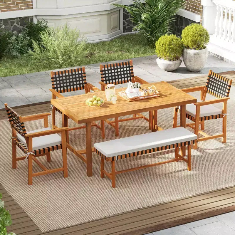 Costway Set 2/4 Sedie da Giardino in Legno Massiccio di Acacia con Cuscini Imbottiti e Fodere Lavabili