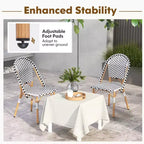 Costway Set di 4 Sedie da Bistrò Francese con Rattan Intrecciato a Mano e Telaio in Metallo Galvanizzato per Esterni