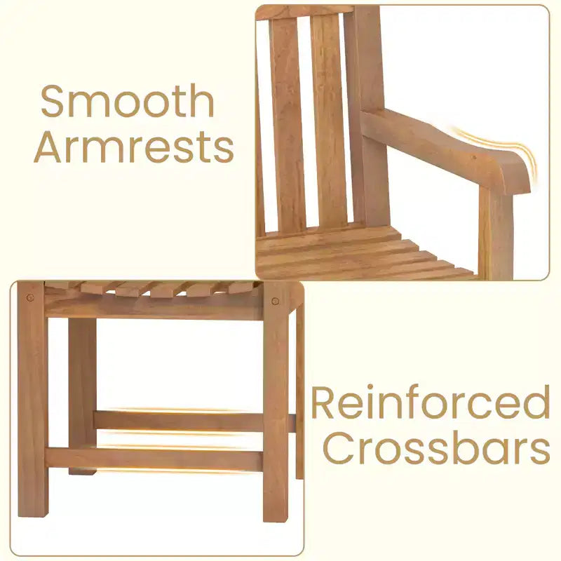 Costway Lot de 2 chaises de salle à manger d'extérieur en bois de teck avec assise à lattes et pieds solides