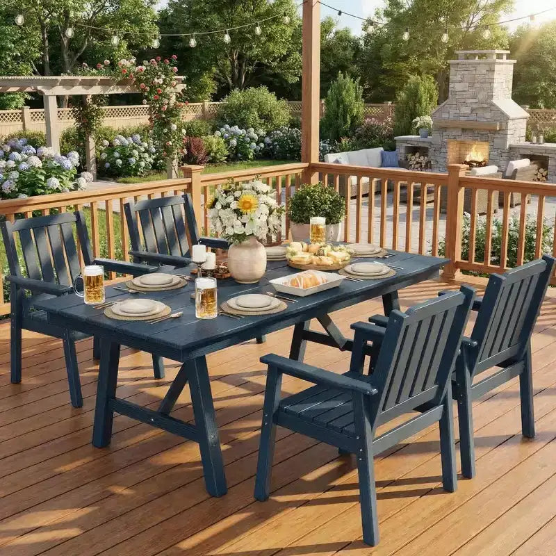 Garvee Sedie da Pranzo da Esterno per Patio, Set da 2, Sedie da Giardino in HDPE, Struttura Robusta, Impermeabili, Resistenti a Tutte le Intemperie per Cortile, Bordo Piscina, Portico, Terrazza