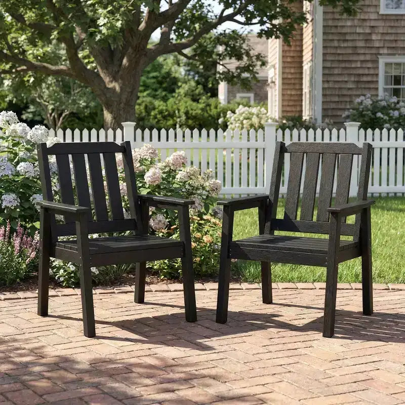 Garvee Sedie da Pranzo da Esterno per Patio, Set da 2, Sedie da Giardino in HDPE, Struttura Robusta, Impermeabili, Resistenti a Tutte le Intemperie per Cortile, Bordo Piscina, Portico, Terrazza