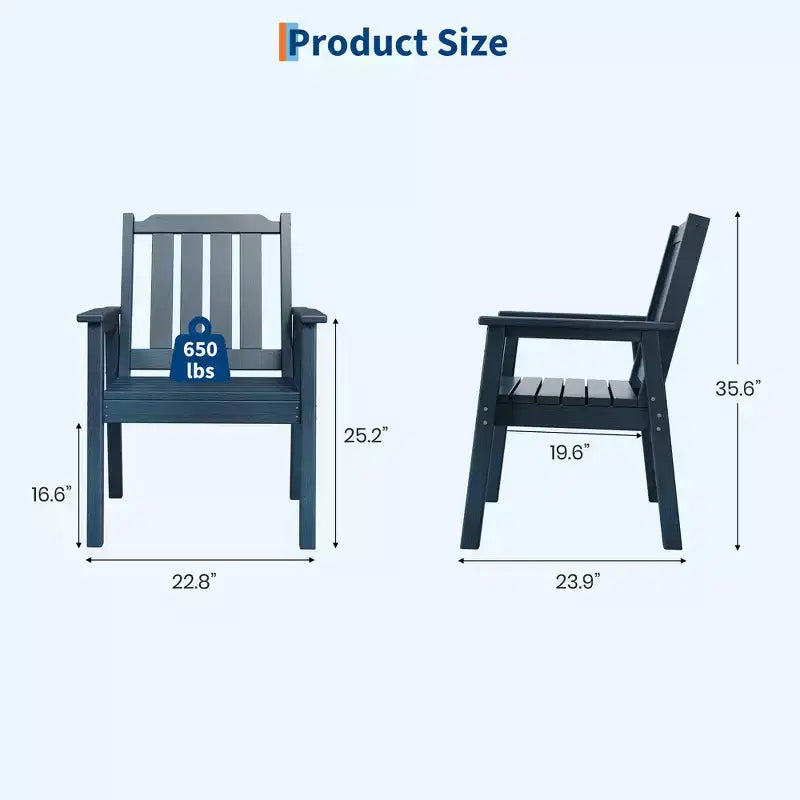 Garvee Sedie da Pranzo da Esterno per Patio, Set da 2, Sedie da Giardino in HDPE, Struttura Robusta, Impermeabili, Resistenti a Tutte le Intemperie per Cortile, Bordo Piscina, Portico, Terrazza