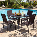Set di 6 sedie da pranzo per patio Costway, impilabili, da esterno, con braccioli, telaio in metallo e schienale