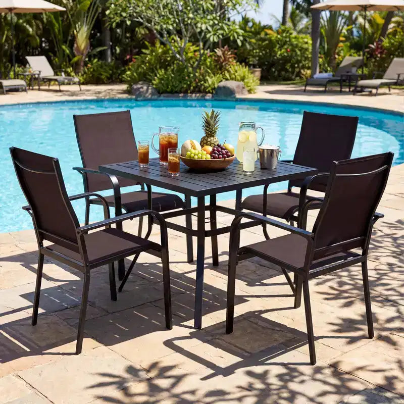 Set di 6 sedie da pranzo per patio Costway, impilabili, da esterno, con braccioli, telaio in metallo e schienale