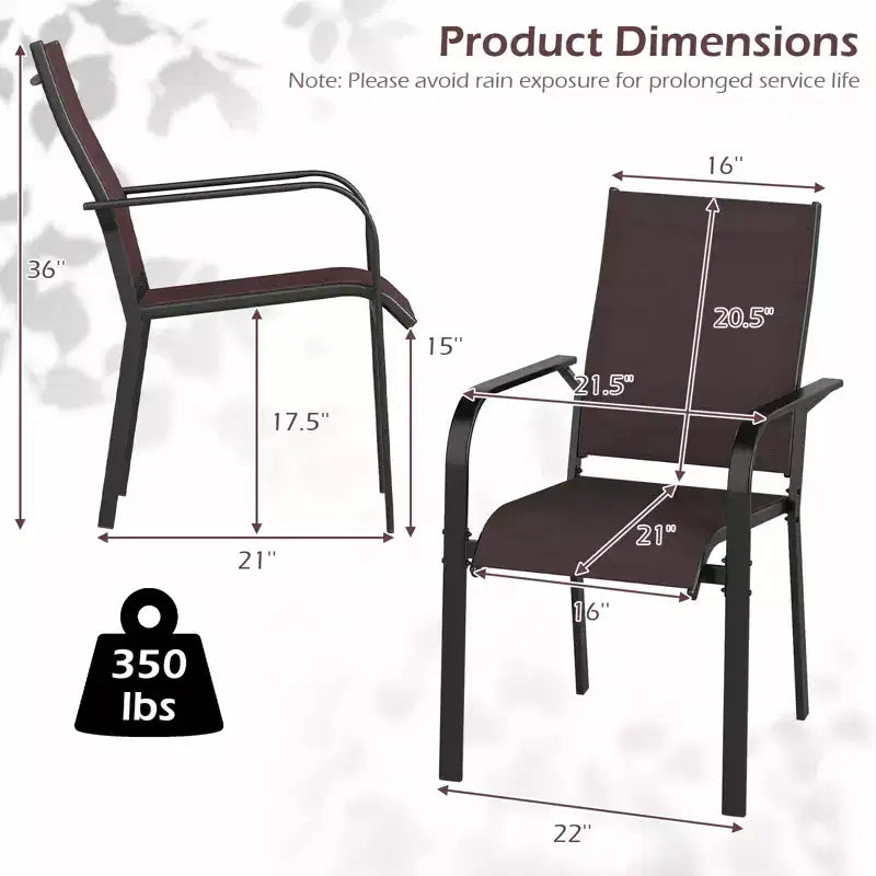 Set di 6 sedie da pranzo per patio Costway, impilabili, da esterno, con braccioli, telaio in metallo e schienale