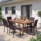 Set di 6 sedie da pranzo per patio Costway, impilabili, da esterno, con braccioli, telaio in metallo e schienale