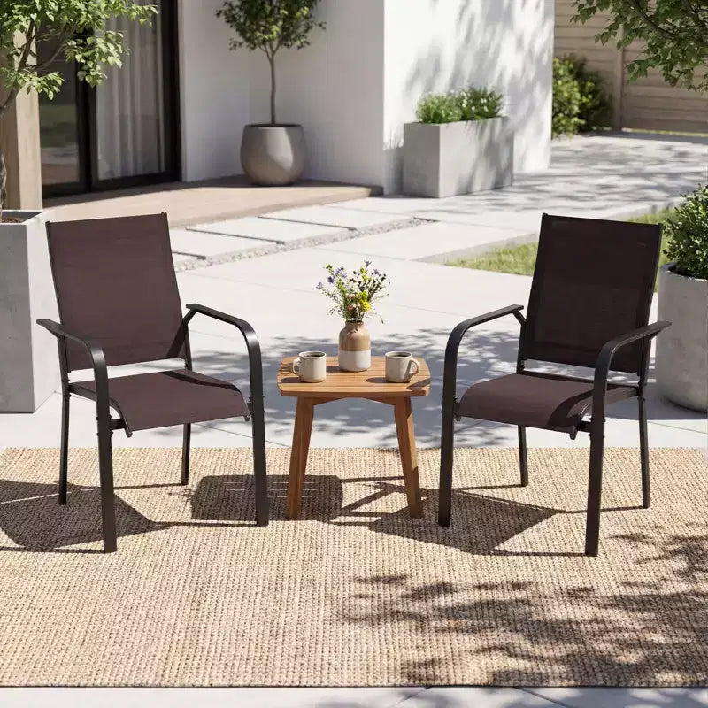Set di 6 sedie da pranzo per patio Costway, impilabili, da esterno, con braccioli, telaio in metallo e schienale