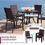 Set di 6 sedie da pranzo per patio Costway, impilabili, da esterno, con braccioli, telaio in metallo e schienale