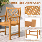 Costway Sedie da Pranzo da Esterno Set da 2/4, Sedie da Patio a Doghe in Legno di Acacia con Braccioli