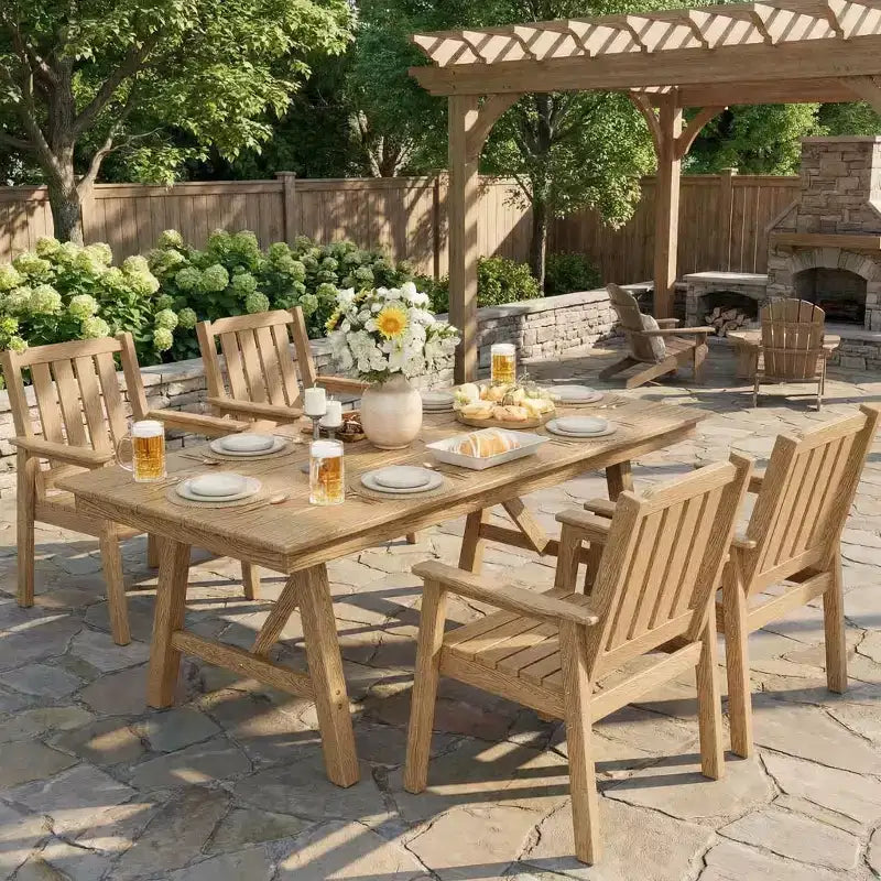 Garvee Sedie da Pranzo da Esterno per Patio Set da 4, Sedie da Giardino in HDPE, Struttura Robusta, Impermeabili, Resistenti a Tutte le Condizioni Atmosferiche per Cortile, Bordo Piscina, Portico, Terrazza