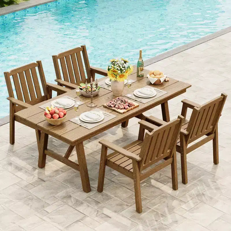 Garvee Sedie da Pranzo da Esterno per Patio Set da 4, Sedie da Giardino in HDPE, Struttura Robusta, Impermeabili, Resistenti a Tutte le Condizioni Atmosferiche per Cortile, Bordo Piscina, Portico, Terrazza